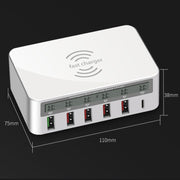 818PF 5 USB Ports + Type-C Smart Digital Display Wireless Phone Charger, Style: AU Plug (Black)