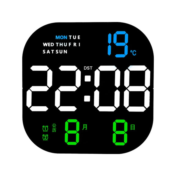 6633 LED Screen Digital Display Timing Desktop Alarm Clock Living Room Hanging Clock(Blue White Green)