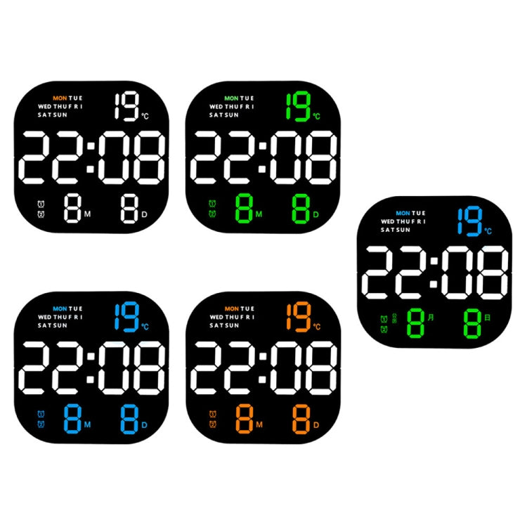 6633 LED Screen Digital Display Timing Desktop Alarm Clock Living Room Hanging Clock(Blue White Green)