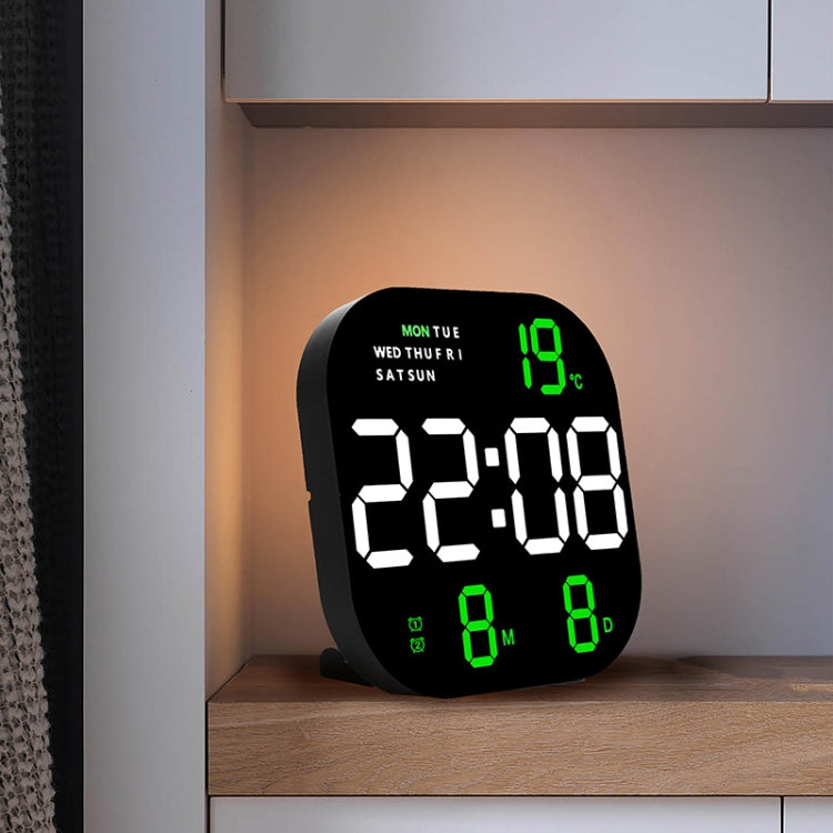 6633 LED Screen Digital Display Timing Desktop Alarm Clock Living Room Hanging Clock(Blue White Green)