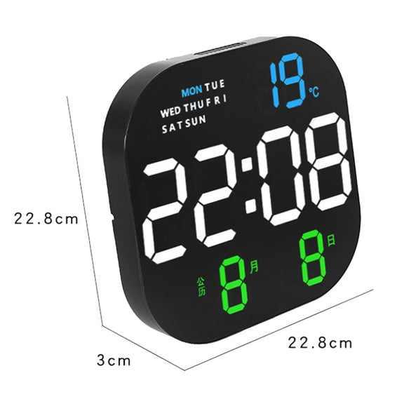 6633 LED Screen Digital Display Timing Desktop Alarm Clock Living Room Hanging Clock(Blue White Green)
