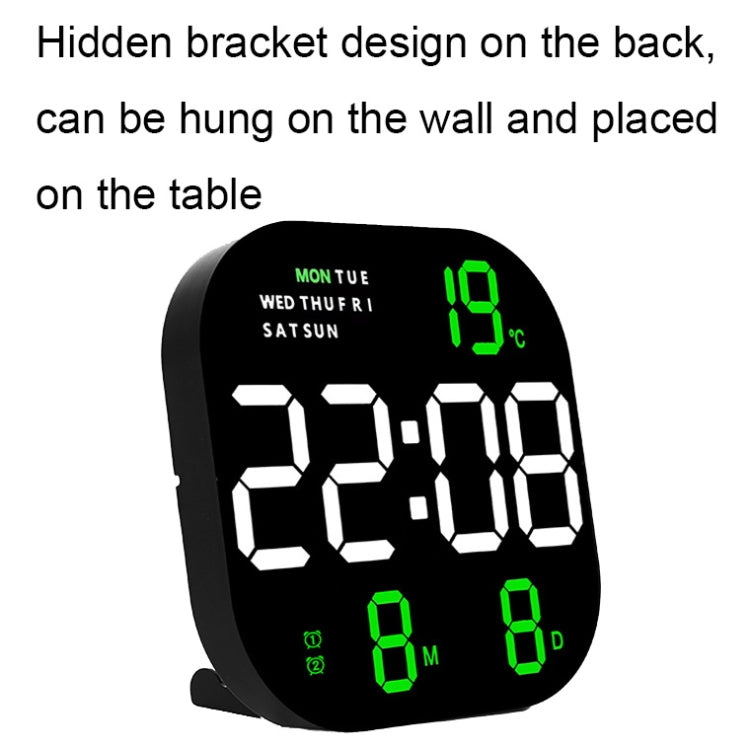 6633 LED Screen Digital Display Timing Desktop Alarm Clock Living Room Hanging Clock(Blue White Green)