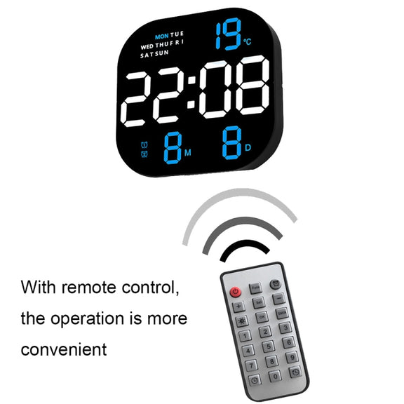6633 LED Screen Digital Display Timing Desktop Alarm Clock Living Room Hanging Clock(Blue White Green)