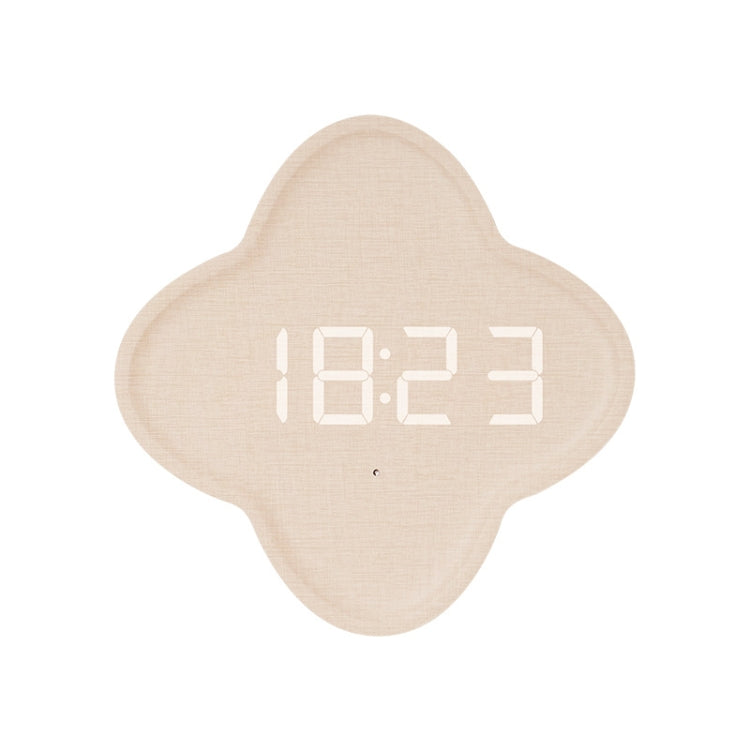 G236 LED Digital Display Flower Shape Living Room Wall Clock(Cotton Linen)