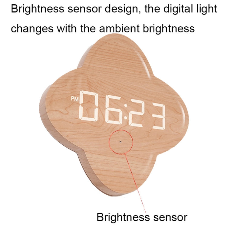 G236 LED Digital Display Flower Shape Living Room Wall Clock(Cotton Linen)