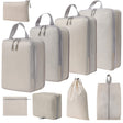 9 In 1  Compression Packing Cubes Expandable Travel Bags Luggage Organizer(Beige) - Storage Bags by PMC TechLife | Online Shopping South Africa | PMC TechLife | Buy Now Pay Later Mobicred