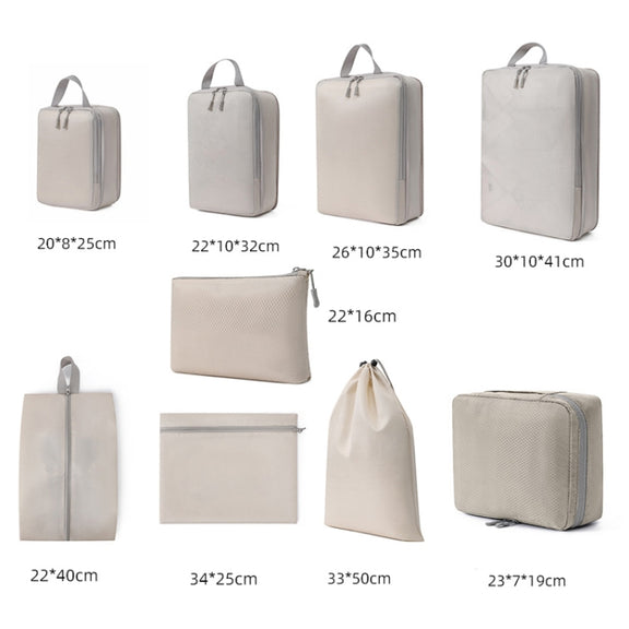 9 In 1  Compression Packing Cubes Expandable Travel Bags Luggage Organizer(Beige)