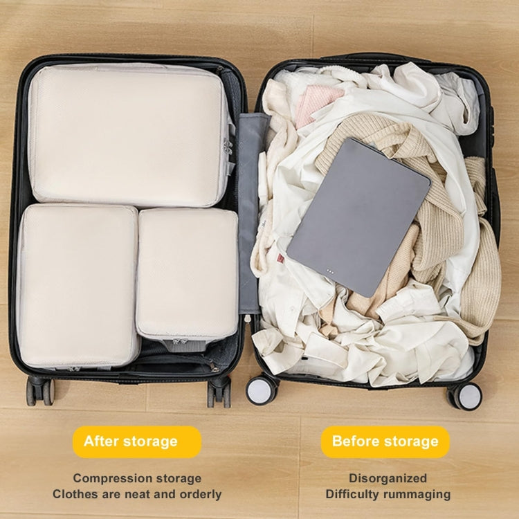 9 In 1  Compression Packing Cubes Expandable Travel Bags Luggage Organizer(Beige)
