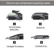9 In 1  Compression Packing Cubes Expandable Travel Bags Luggage Organizer(Beige)