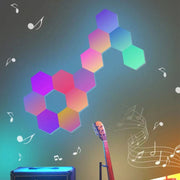 12pcs/set RGB Symphony Hexagon Lights DIY Bedside Ambient Wall Lamp Smart Honeycomb Light(Bluetooth APP)