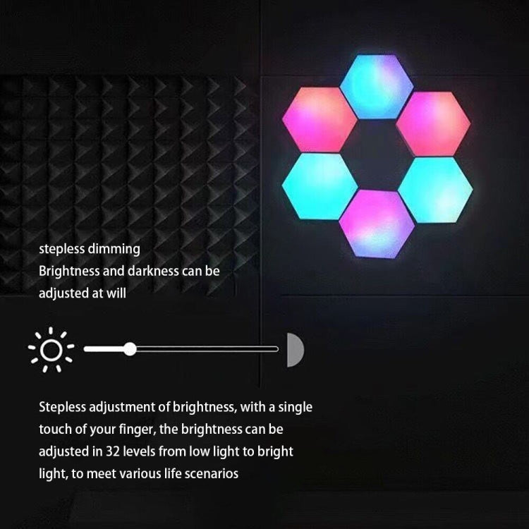 12pcs/set RGB Symphony Hexagon Lights DIY Bedside Ambient Wall Lamp Smart Honeycomb Light(Bluetooth APP)
