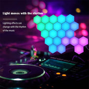 12pcs/set RGB Symphony Hexagon Lights DIY Bedside Ambient Wall Lamp Smart Honeycomb Light(Bluetooth APP)