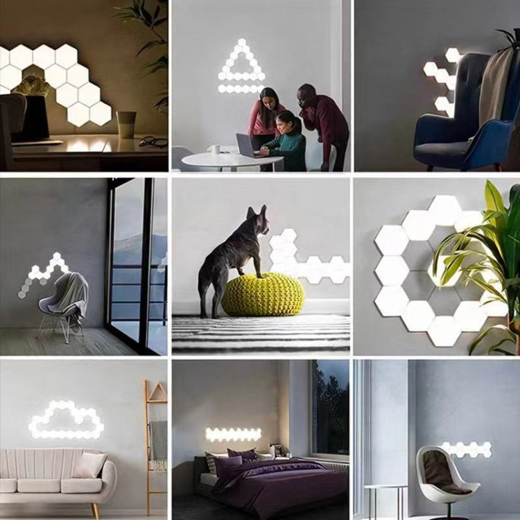 12pcs/set RGB Symphony Hexagon Lights DIY Bedside Ambient Wall Lamp Smart Honeycomb Light(Bluetooth APP)