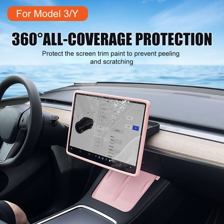 For Tesla Model3/Y Screen Bumper Protective Cover Silicone Frame(Gray)