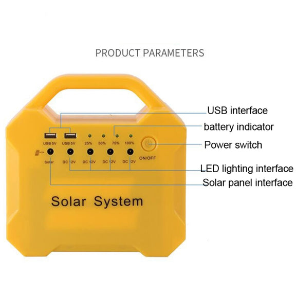 7AH 10W Solar Panel Emergency Light Rechargeable LED Solar Energy Kit
