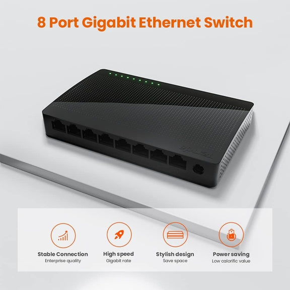 Tenda SG108 100/1000M Desktop Network Switch 8 Port Gigabit Desktop Switch Ethernet Switch LAN Hub(US Plug)