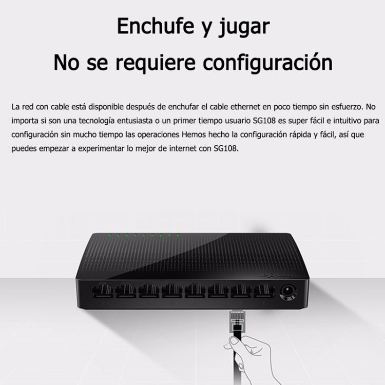 Tenda SG108 100/1000M Desktop Network Switch 8 Port Gigabit Desktop Switch Ethernet Switch LAN Hub(AU Plug)