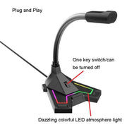RGB Microphone Home Game Live Voice Video Microphone, Interface: USB(Black)