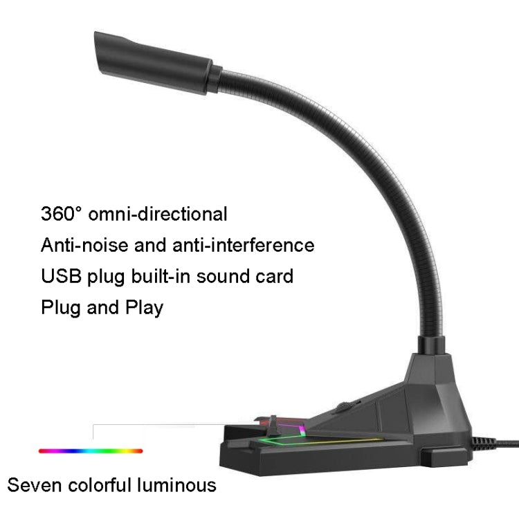 RGB Microphone Home Game Live Voice Video Microphone, Interface: USB(Black)