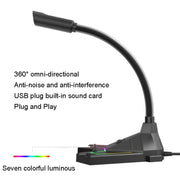 RGB Microphone Home Game Live Voice Video Microphone, Interface: USB(Black)