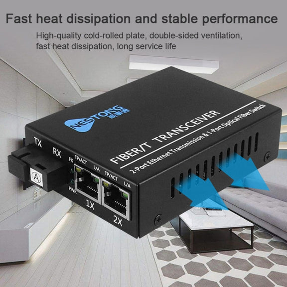NESTONG 100M Single-Mode Fiber Optic Transceiver POE Photoelectric Converter,CN Plug