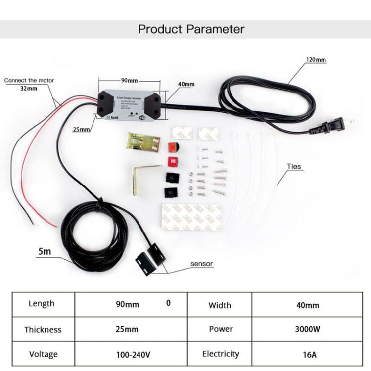 Tuya APP Remote Control WIFI Smart Garage Door Controller, Specification: EU Plug