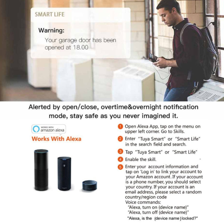 Tuya APP Remote Control WIFI Smart Garage Door Controller, Specification: EU Plug