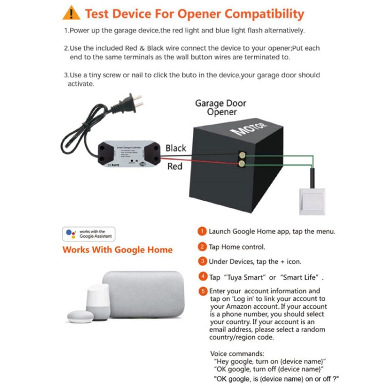 Tuya APP Remote Control WIFI Smart Garage Door Controller, Specification: UK Plug