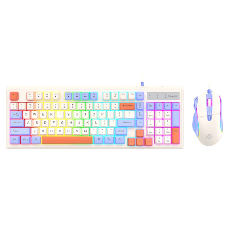 K-Snake Wired E-Sports Keyboard Mouse Mechanical Feel 98 Key Desktop Computer Notebook Keyboard, Style: Keyboard+Mouse (Blue)