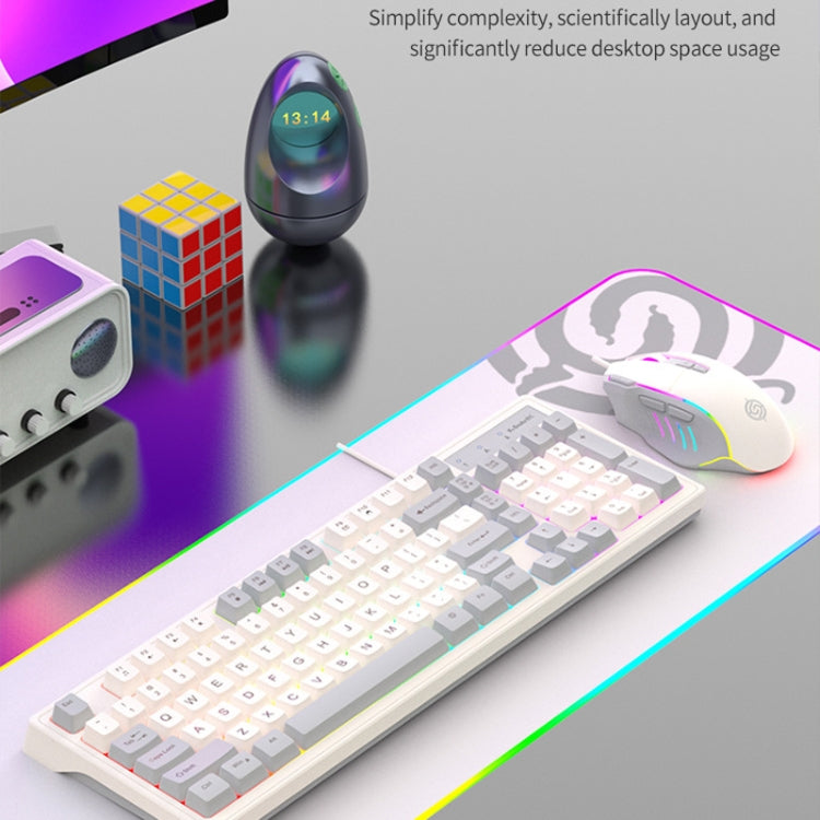 K-Snake Wired E-Sports Keyboard Mouse Mechanical Feel 98 Key Desktop Computer Notebook Keyboard, Style: Single Keyboard (Gray)