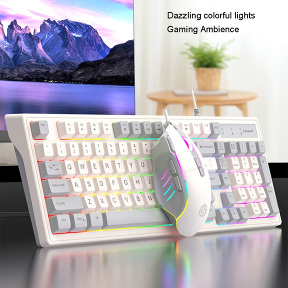 K-Snake Wired E-Sports Keyboard Mouse Mechanical Feel 98 Key Desktop Computer Notebook Keyboard, Style: Single Keyboard (Gray)
