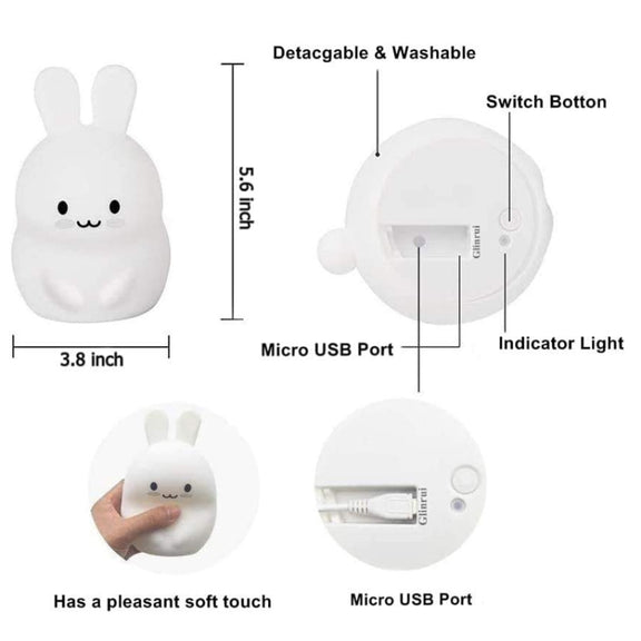 Rabbit Silicone Pat Night Light Children Gift Color Changing Lamp, Specification: Charging