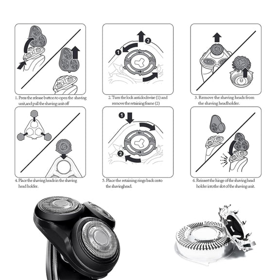 For Philips Electric Shaver S5000 Series SH50 Replacement Blade Head Integral Three Head(Silver)
