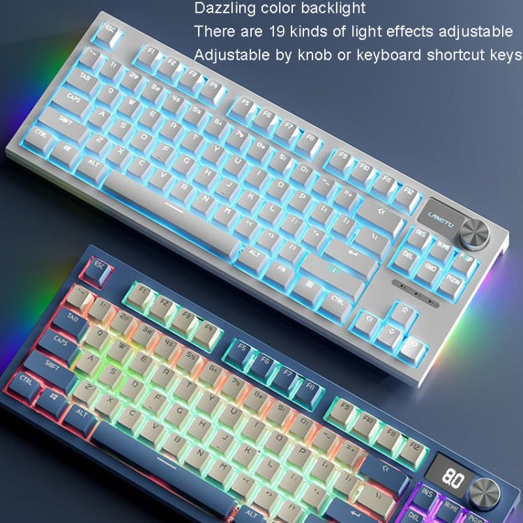LANGTU LT84 Mechanical Luminous Keyboard, Style: Wireless Tri-Mode RGB Sea-Air Axis Pro ( Whiteout )