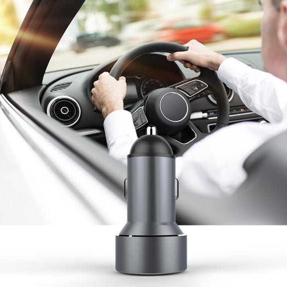 Mini Multifunctional Dual USB Digital Display Car Charger(Red)