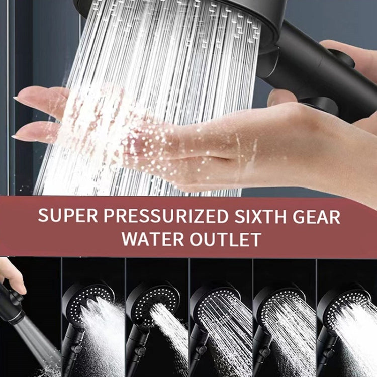 Pressurized Shower Water Heater Handheld Multifunction 6-speed Nozzle, Color: Black