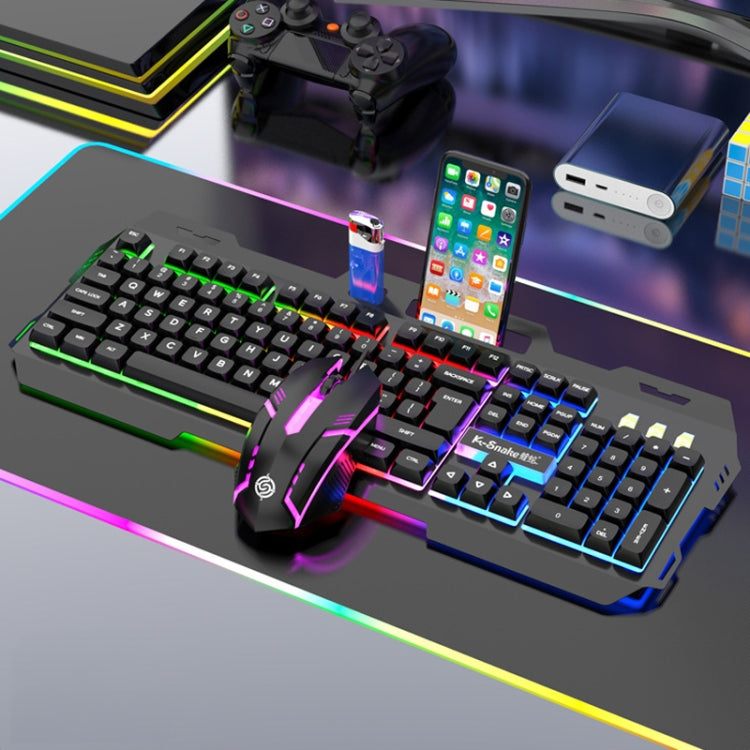 K-Snake Mechanical Feel Keyboard Mouse Kit USB Wired 104 Keycaps Computer Keyboard, Style: Keyboard+Mouse (Black)