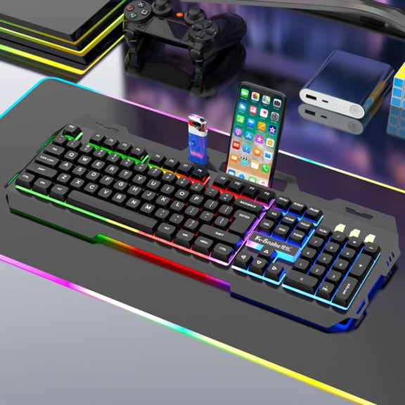 K-Snake Mechanical Feel Keyboard Mouse Kit USB Wired 104 Keycaps Computer Keyboard, Style: Single Keyboard (Black)