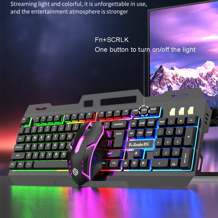 K-Snake Mechanical Feel Keyboard Mouse Kit USB Wired 104 Keycaps Computer Keyboard, Style: Single Keyboard (Black)