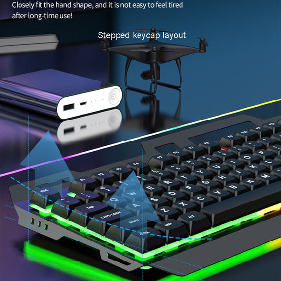 K-Snake Mechanical Feel Keyboard Mouse Kit USB Wired 104 Keycaps Computer Keyboard, Style: Single Keyboard (Black)