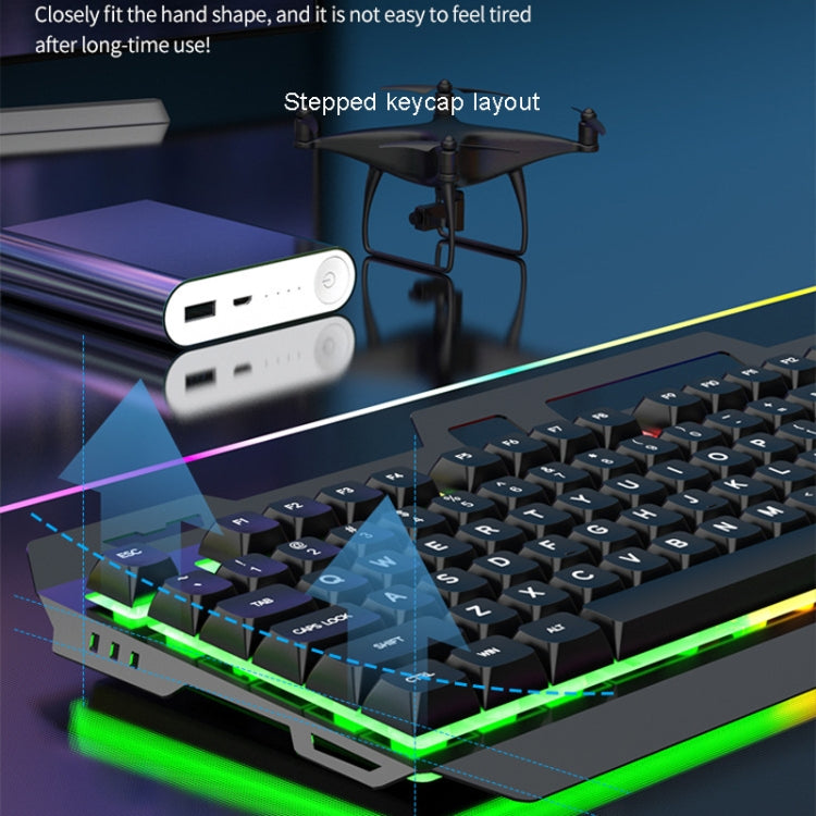 K-Snake Mechanical Feel Keyboard Mouse Kit USB Wired 104 Keycaps Computer Keyboard, Style: Keyboard+Mouse (White)