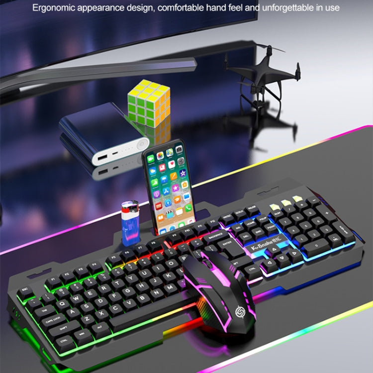 K-Snake Mechanical Feel Keyboard Mouse Kit USB Wired 104 Keycaps Computer Keyboard, Style: Single Keyboard (White)