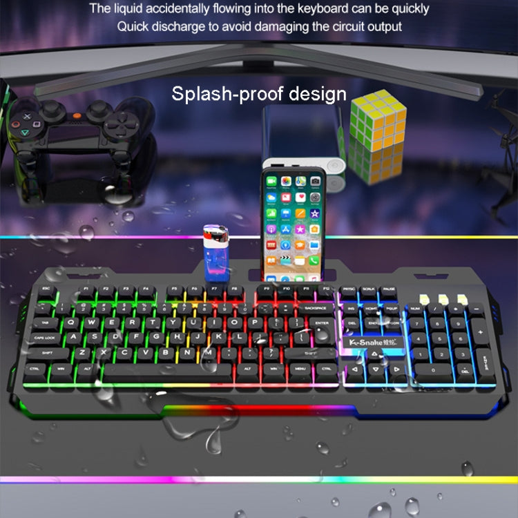 K-Snake Mechanical Feel Keyboard Mouse Kit USB Wired 104 Keycaps Computer Keyboard, Style: Single Keyboard (Black)