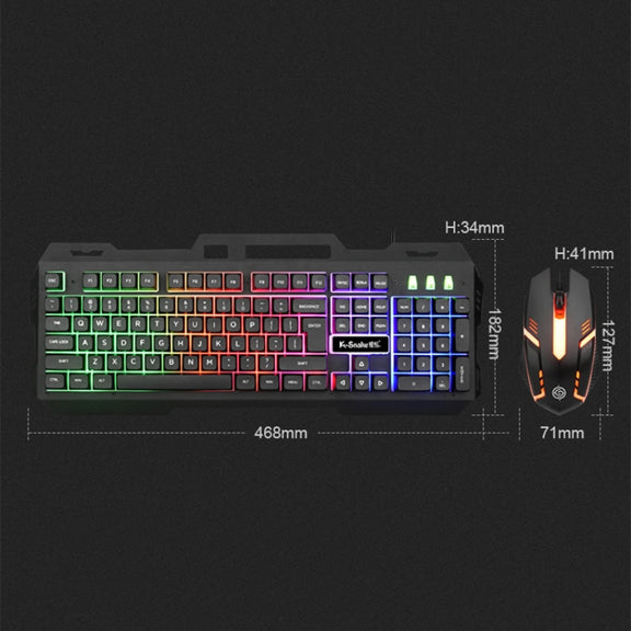 K-Snake Mechanical Feel Keyboard Mouse Kit USB Wired 104 Keycaps Computer Keyboard, Style: Single Keyboard (Black)