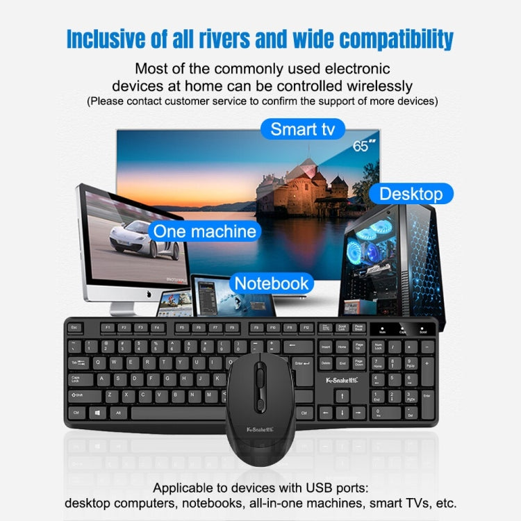 K-Snake WK800 Wireless 2.4G Keyboard Mouse Set Tabletop Computer Notebook Business Office House Use, Color: White