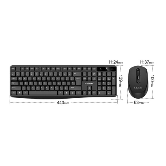 K-Snake WK800 Wireless 2.4G Keyboard Mouse Set Tabletop Computer Notebook Business Office House Use, Color: White