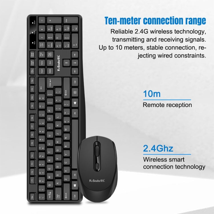 K-Snake WK800 Wireless 2.4G Keyboard Mouse Set Tabletop Computer Notebook Business Office House Use, Color: White