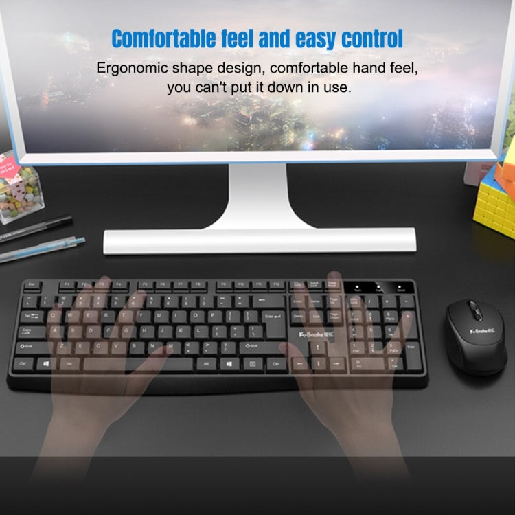 K-Snake WK800 Wireless 2.4G Keyboard Mouse Set Tabletop Computer Notebook Business Office House Use, Color: White