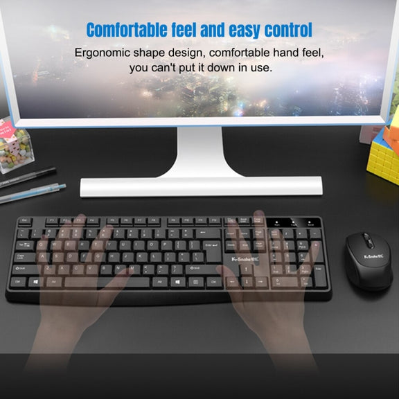 K-Snake WK800 Wireless 2.4G Keyboard Mouse Set Tabletop Computer Notebook Business Office House Use, Color: White