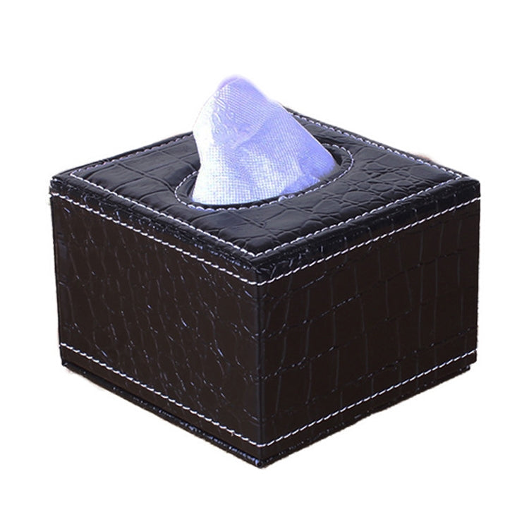 Crocodile Pattern Hotel Restaurant Leather Square Paper Box Car Tissue Box